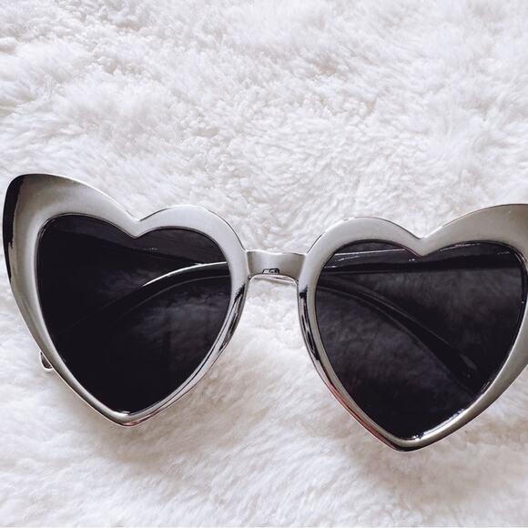Addison Silver Heart-Shaped Sunglasses - Picture 2 of 12